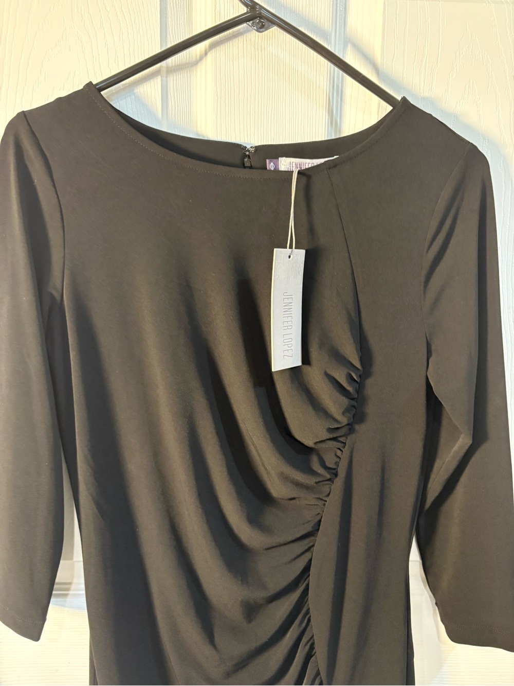 Jennifer Lopez Black Ruched Long Sleeve Sheath Dress - Picture 6 of 8